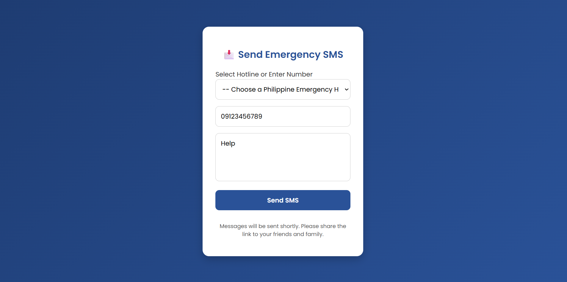 Emergency SMS